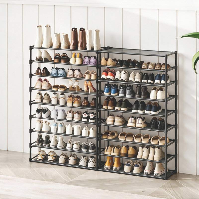 Set of 2 Detachable 9 Tier Shoe Storage Rack, Large Capacity Holds 72 Pairs, 7 Inch Tall Clearance for Tall Boots Entryway Organizer