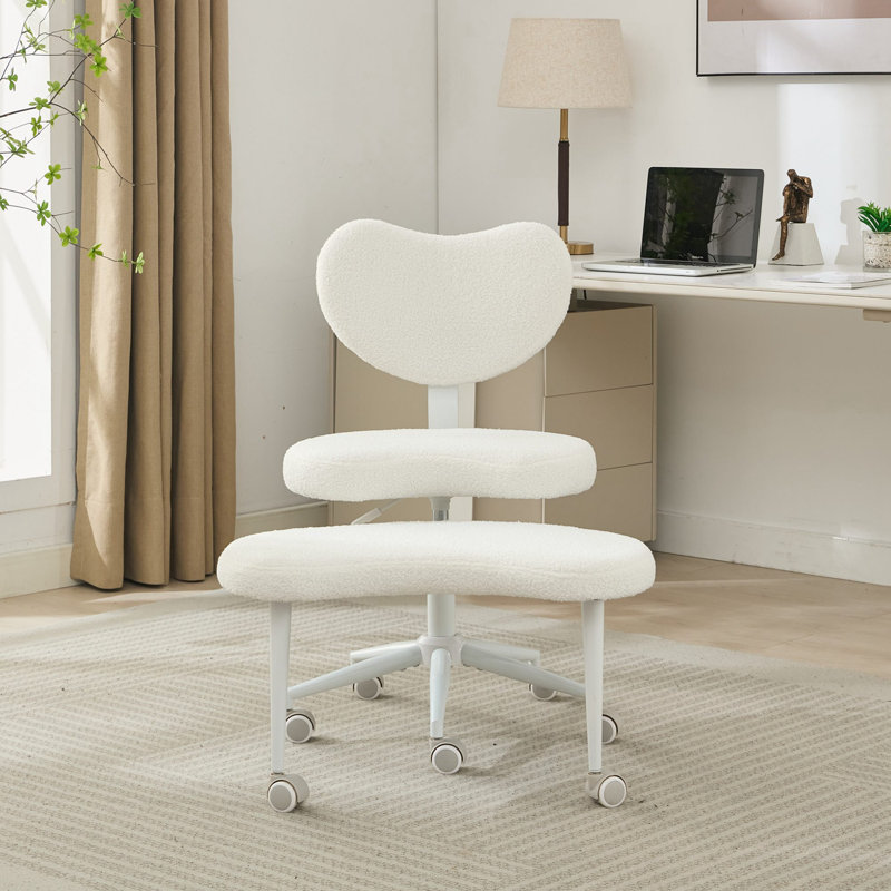 Chaise de bureau avec tabouret réglable, Ivoire ivoire