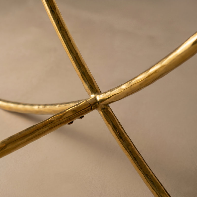 Premier Modern Hammered Metal X-Base Side Table, Gold