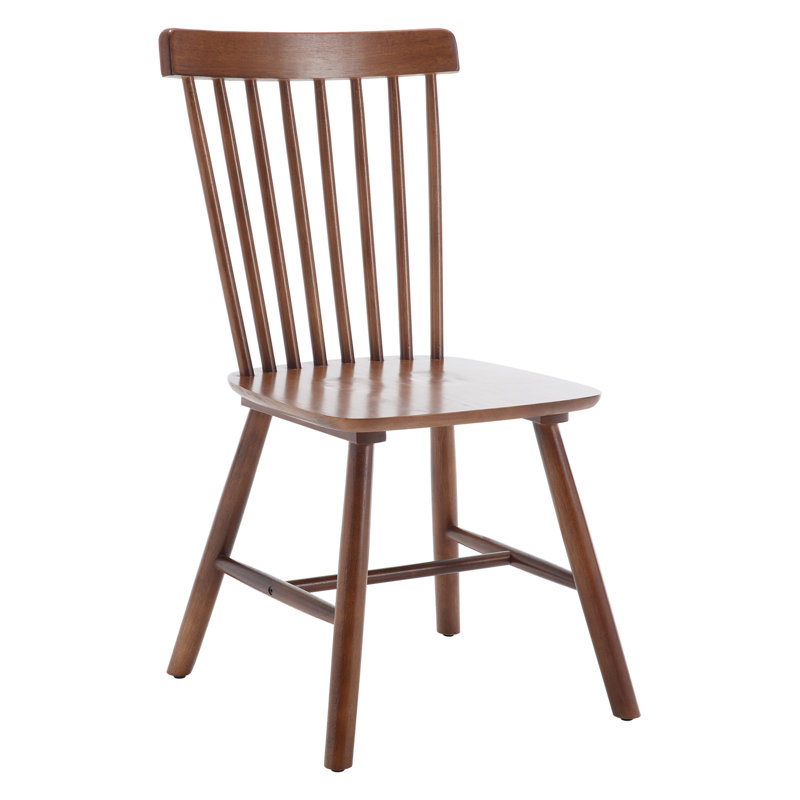 Chaise de salle à manger en bois massif de style Mid-Century à dossier Windsor, Noyer