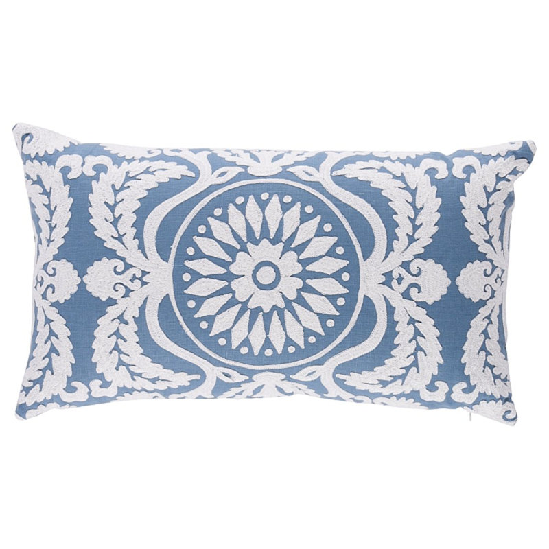 Castanet Embroidery Pillow, Chambray/White