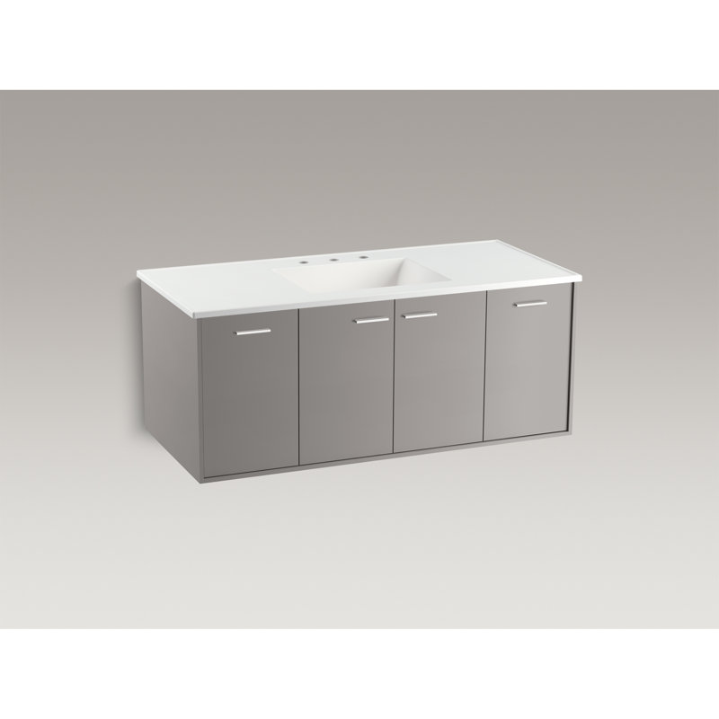 Jute 48" Wall Mounted Single Vanity Base Only Base, Mohair Gray
