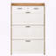 Armoire à chaussures mince avec 3 tiroirs dissimulés et 2 tiroirs de rangement - blanc et noyer