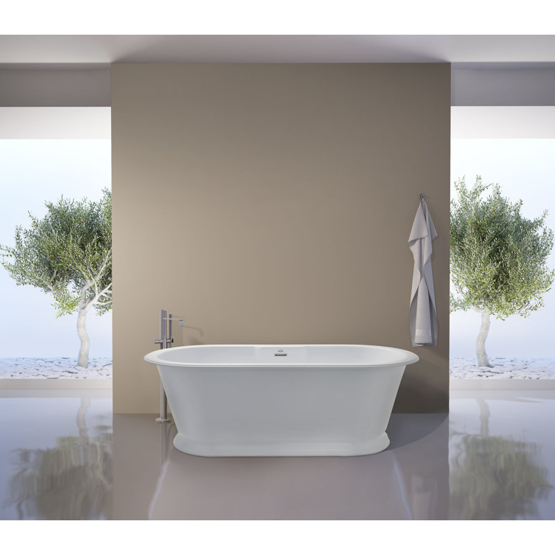 Baignoire à piédestal à surface solide 66 "x 32" Metro, Blanc mat