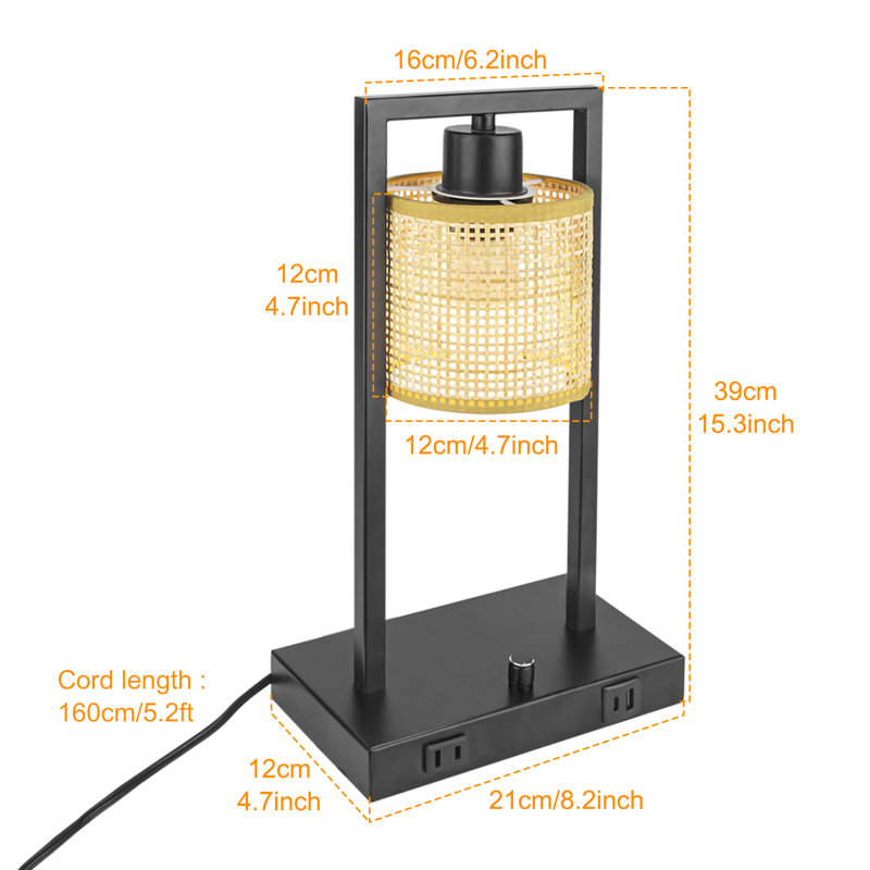 Denashia Iron Table Lamp with Dimmable Knob and USB Charge (Set of 2)