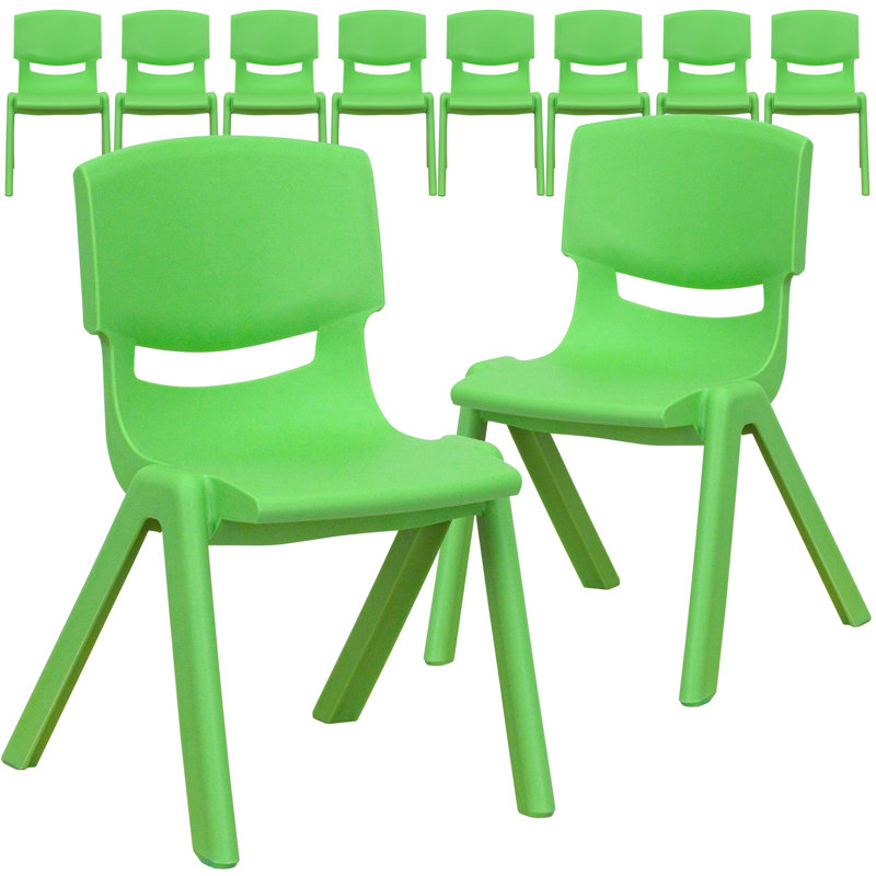 Chaises préscolaires empilables en plastique de 12 po Goddard par Flash Furniture, Vert, 12"