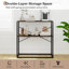 Console 36 po avec tablettes ouvertes en bois texturées et structure en métal pour couloir brun