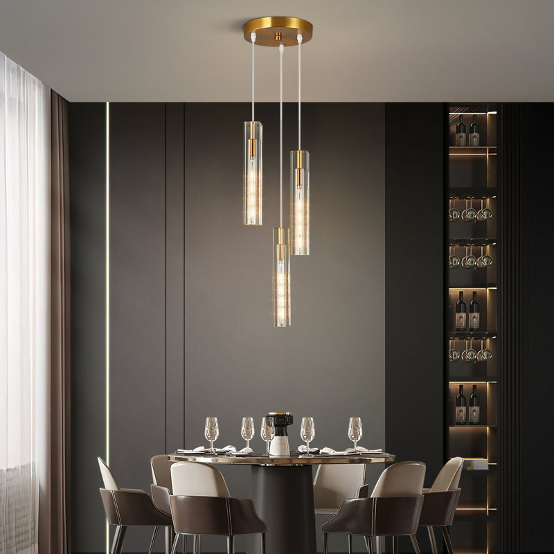 Luminaire suspendu grappe moderne en or 3 lumières