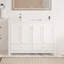 Ensemble de meuble-lavabo blanc 48 po avec lavabo en résine, armoire de rangement abondante, 4 portes à fermeture douce et 2 tiroirs