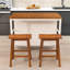 Ensemble d'îlot de cuisine 3 pièces avec 2 tabourets, table de salle à manger avec plateau en bois d'hévéa et 2 tablettes-1144145268