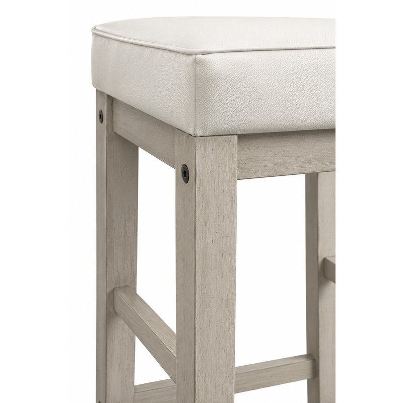 Duffield Transitional Faux Leather Upholstered Counter Stools, Counter Stool (26" Seat Height), White