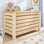 Wide Slatted Storage Crate Box with Lid, Home Storage, Natural Pine