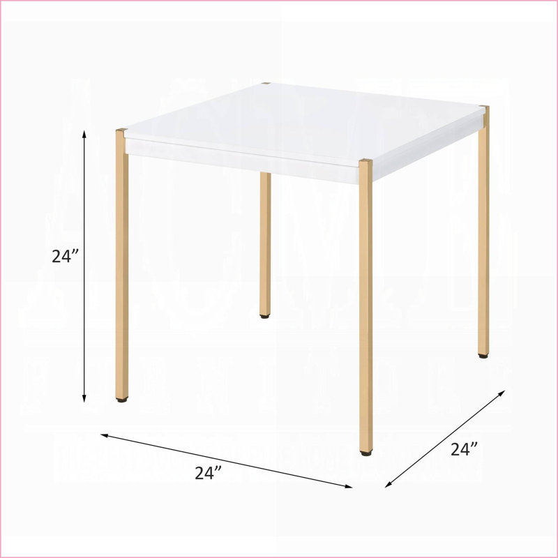 Blanc et blanc Table basse dorée moderne pour le salon Glam - Pieds tubulaires en métal, polyvalents et amp; Assemblage facile