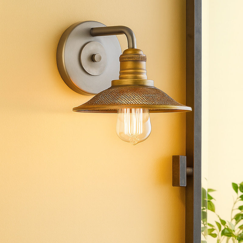 Rigby Single Light Industrial Bathroom Fixture, Nickel antique