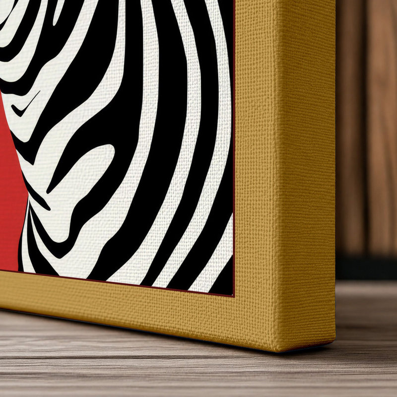 Zebra Portrait Modern - Wrapped Canvas, 18x12 - 45.7 x 30.5 cm, Ochre Border