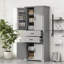 Armoire de rangement spacieuse avec espace multifonctionnel, portes, 2 tiroirs et tablette réglable pour une vie organisée-2038405660