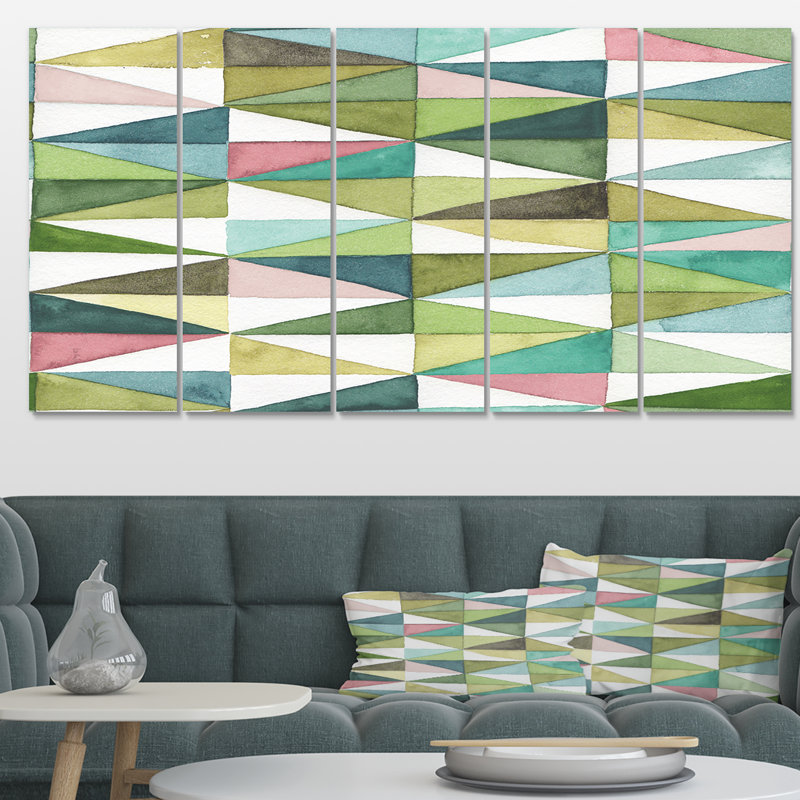 « mixed green geometric pattern ii », reproduction d’image multi-pièces sur toile