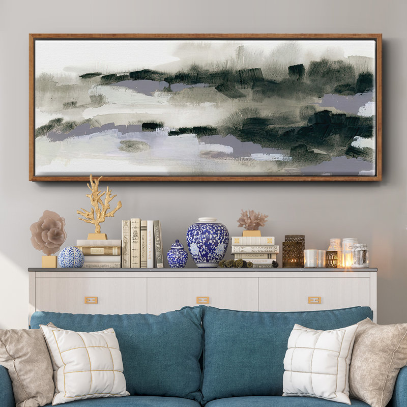 «Abstract March VI», toile encadrée, H 20 po x l 50 po x P 1,5 po, Noyer