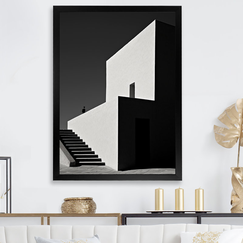 " Minimalism Scenery Building I ", 40" H x 30" W x 1.5" D, Black Single Picture Framed