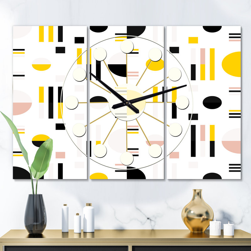 Très grande horloge murale rétro géométrique x Mid-Century
