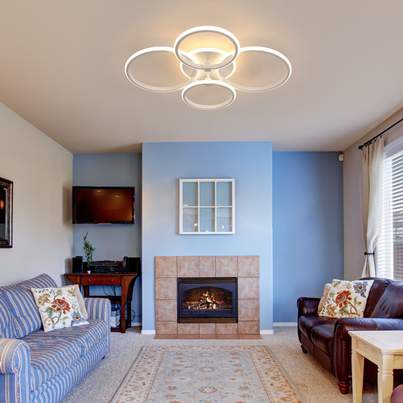 White 69CM LED Dimmable Acrylic Flush Ceiling Light with Remote