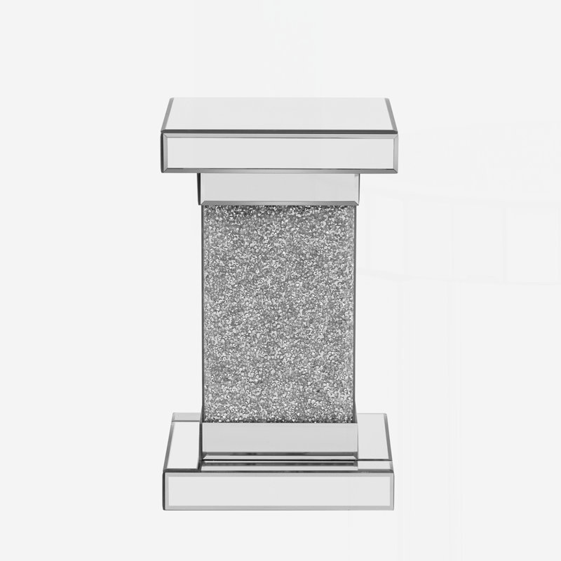 Table de bout carrée avec miroir et lumières DEL
