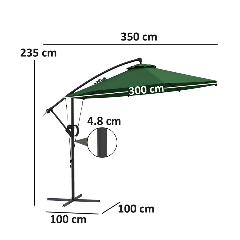 305cm Tilt Cantilever Parasol, Green