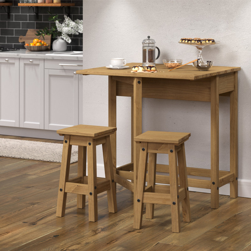 Loveday 2 - Person Pine Solid Wood Top Four Leg Dining Set, Natural, Natural, Natural