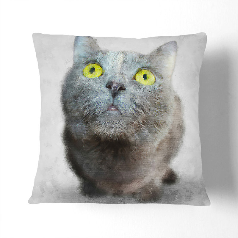 British Shorthair Cat Vol.4 Painting Square Throw Cushion, 40cm H x 40cm W x 15cm D, White
