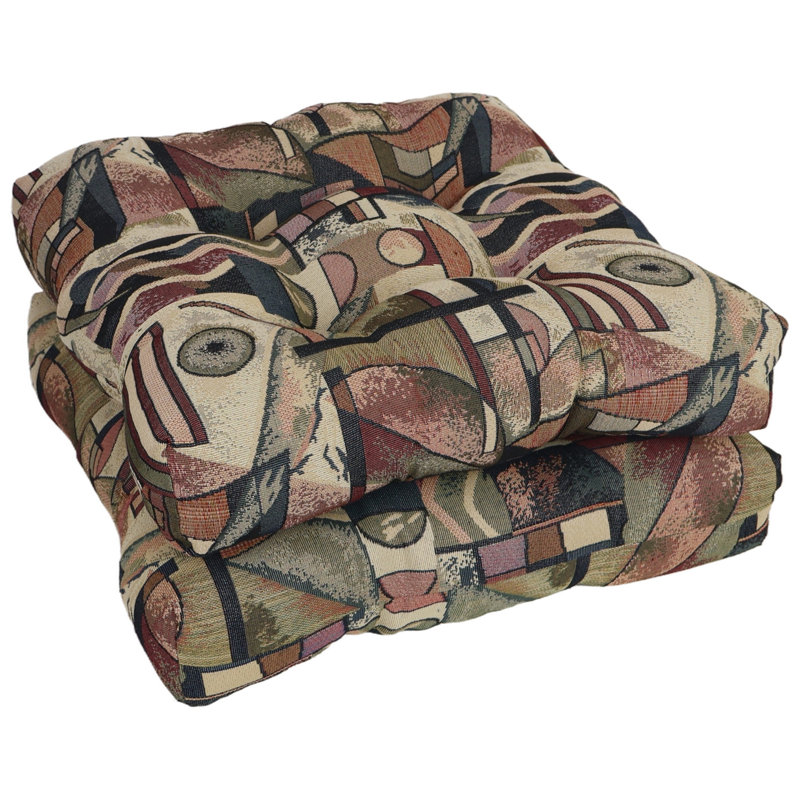 19-Inch Square Tapestry Tufted Dining Chair Cushions (Set Of 2)