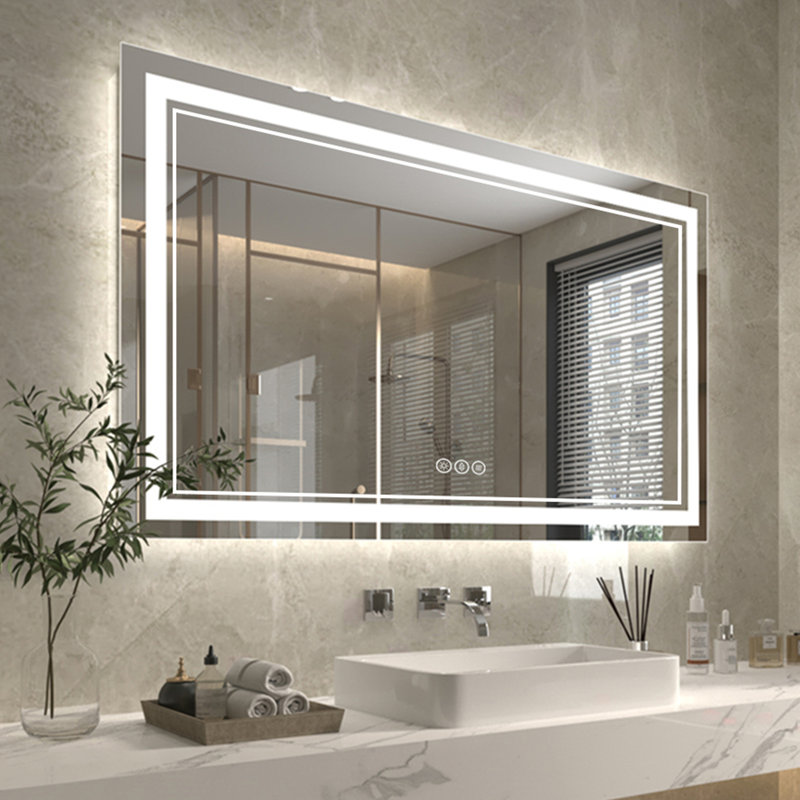 Wall Mount Anti-Fog Oversized Frameless Lighted Bathroom Mirror/ LED Bathroom Mirror, 36" x 60", Rectangle