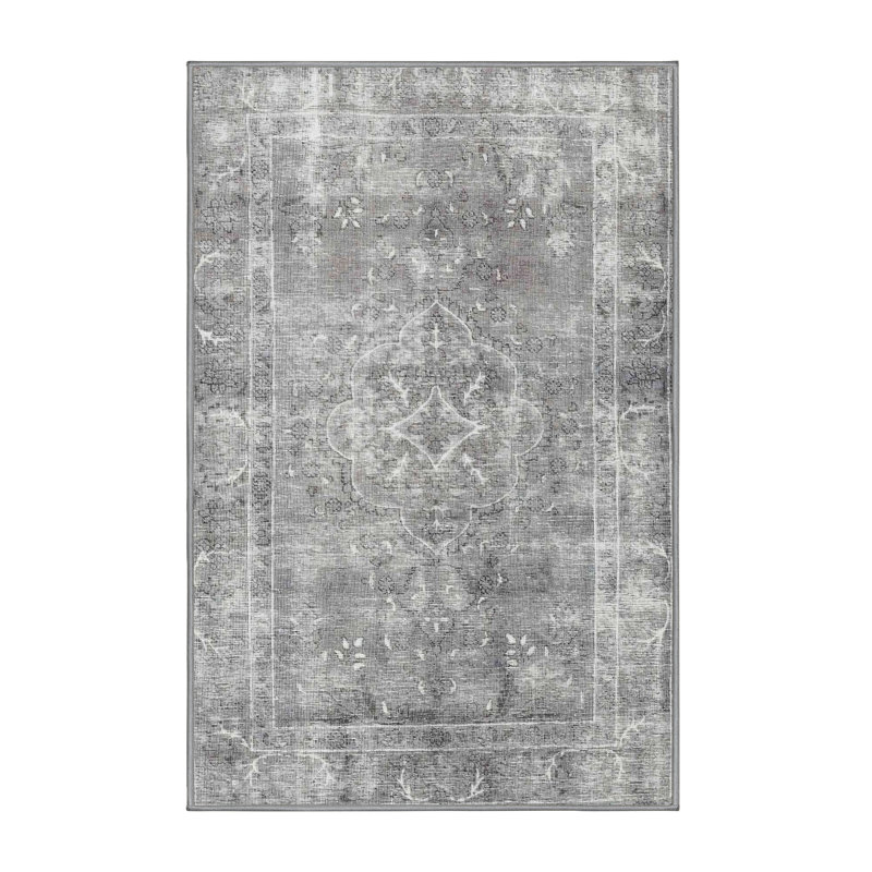 Tapis gris/beige traditionnel Gouaro, Rectangle 5 pi x 7 pi