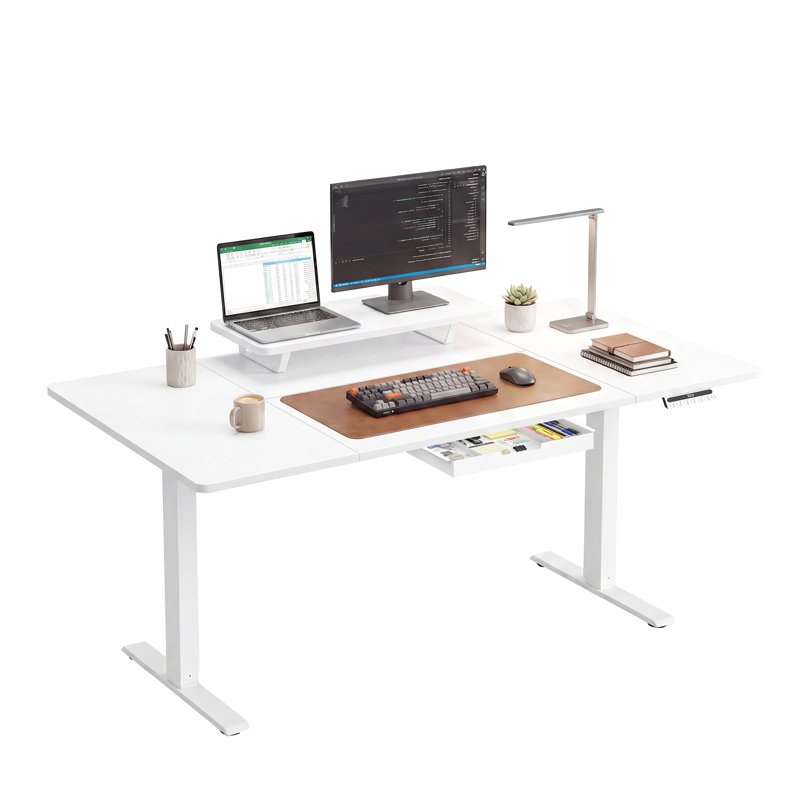 Adjustable Metal Base Standing Desk, 160cm W x 80cm D , White