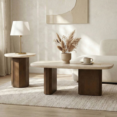 Garces Bullnose Profile Edge 2-Piece Living Room Table Set