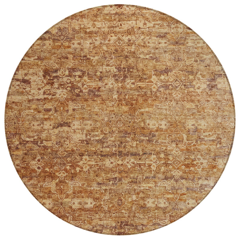 Machine Washable Indoor/Outdoor Chantille ACN2324 Ikat Rug, Round 8'