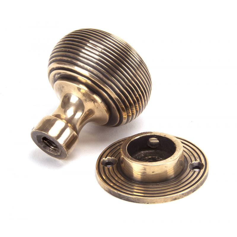 Aged Brass Beehive Mortice/Rim Knob Set, Polished Bronze