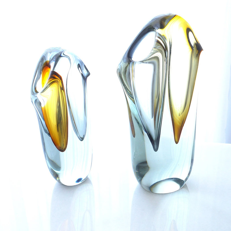 Vase Duet - Ambre / Gris-Sm, H 9,75 po x l 5,5 po x P 2,5 po