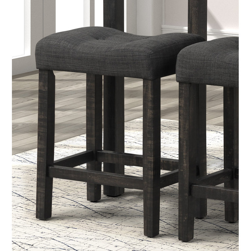 Ensemble de 2 tabourets Sora capitonnés à hauteur de comptoir, gris, Noir, Noir