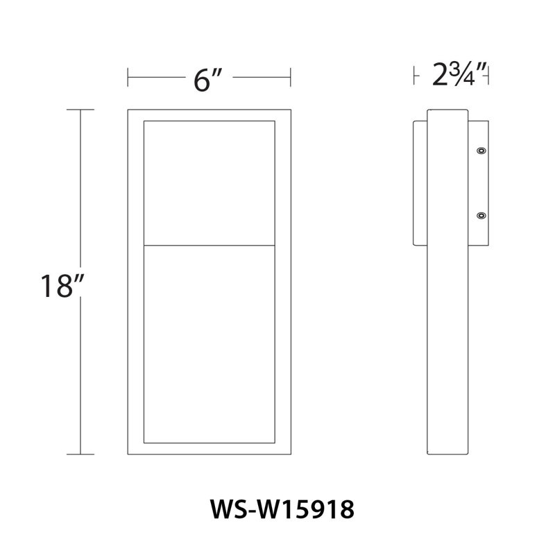 Archetype 2 - Light LED Outdoor Sconce, 18" H 2.75" W x 6" D