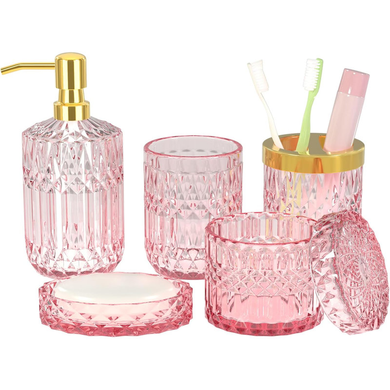 Pink Bathroom Accessory Set