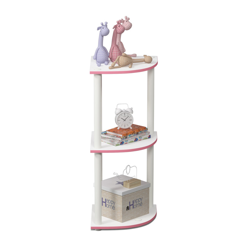 Bibliothèque en coin Baril, Rose clair/blanc, (2 Shelves) 29.6" H x 11.6" W x 11.6" D