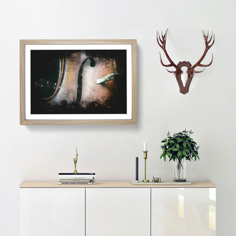 Curves of the Cello - Framed Print, 24cm H x 33cm W x 2cm D, Oak Framed