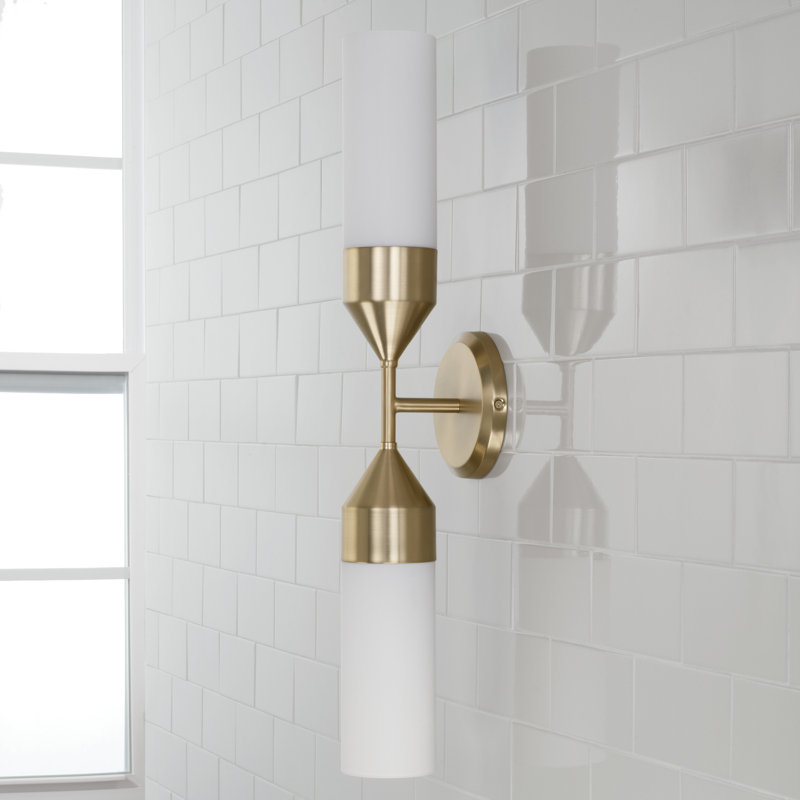 Matte Brass and Soft White Glass 2-Light Wall Sconce
