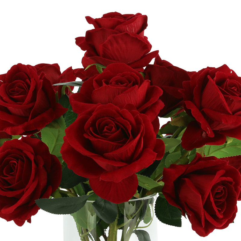 Roses Floral Arrangement in Vase, Red