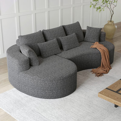 Modern Upholstered Oversized Sectional Sofa, 105-Inch Chenille 4-Seater Extra Deep & Wide Seat Curved Cloud Couch With 7 Pillows, Free Combination Sofa Couch For Living Room,Bedroom
