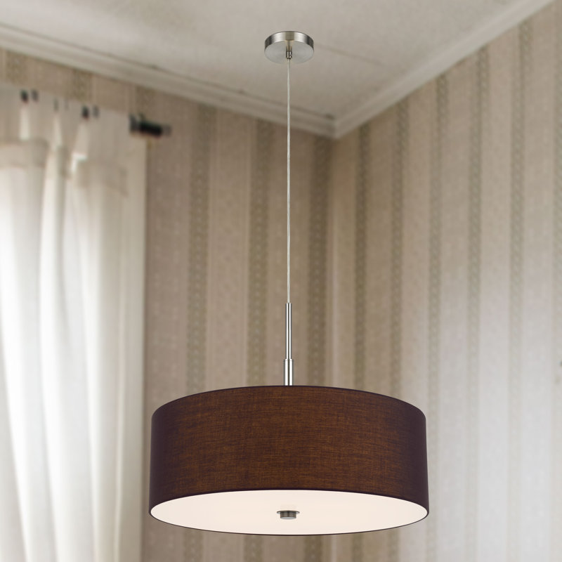 Lonoke 60W Fabric Drum Pendant Light with 4 Lights and 72 Inch Cord, Plum, 24W x 22H, Plum, 4
