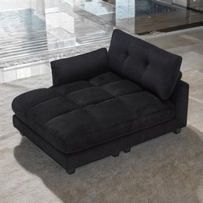 Convertible Corduroy Sofa Bed With Usb Charging Port, Cup Holder, Side Pocket & Adjustable Backrest Pillow Adjustable Armrest, Modern Comfortable Loun by Hokku Designs