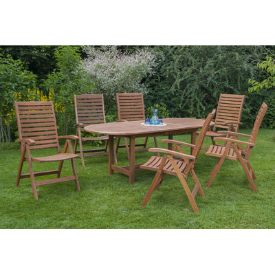 Adabpreet 6 - Person Wood Patio Dining Set with Extendable Oval Table