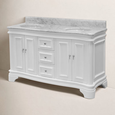 Twain 60'' Double Bathroom Vanity with Carrara Marble Top
