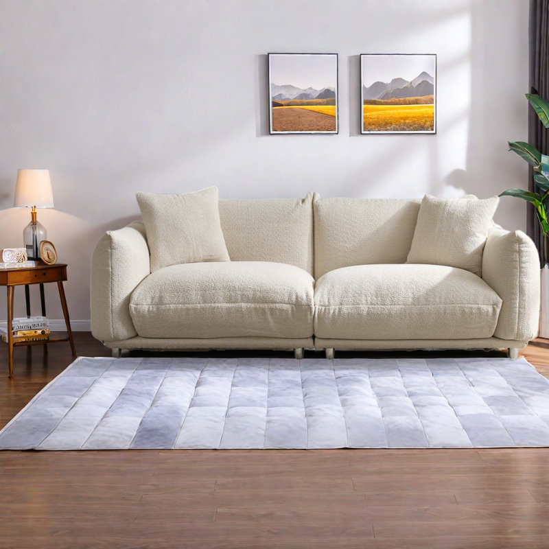 Canapés à compression, canapé 3 places en velours camel de 222 cm, canapé moderne pour la maison